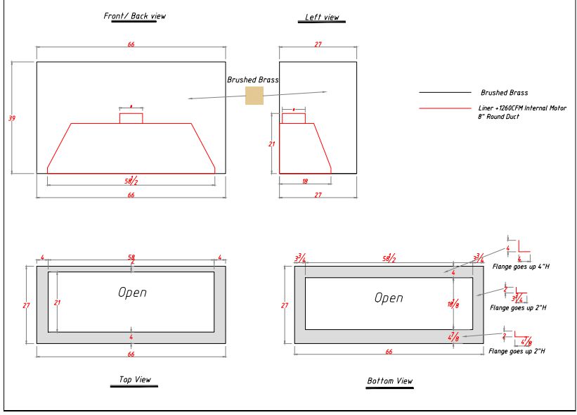 Fobest custom FSS-132 range hood - custom link for Danmei - Fobest Appliance