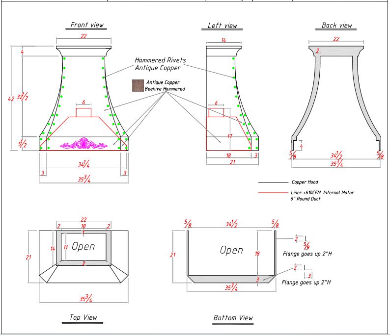 Fobest Custom Copper Range Hood - Custom Link for Ivy