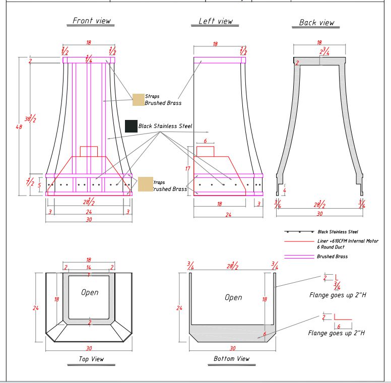 Fobest Custom Range Hood-FA1360- custom link for Julio Gil de Lamadrid - -Fobest Appliance