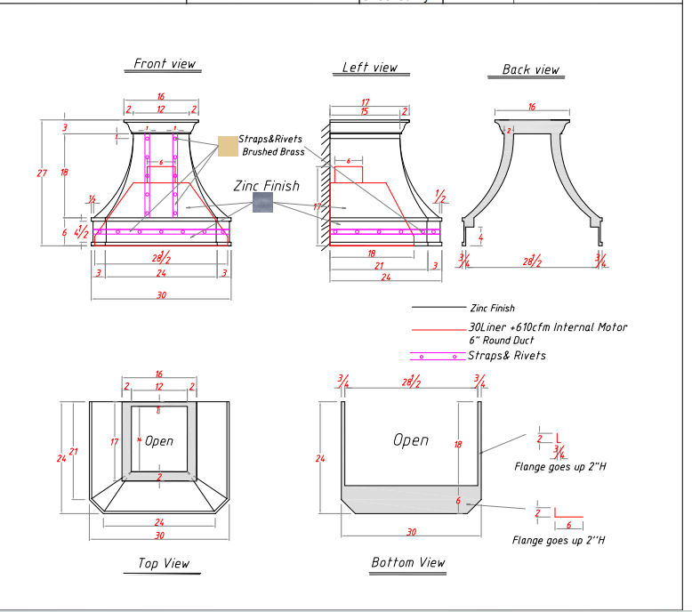 Fobest Custom Range Hood FSS-284- Deposit payment for James