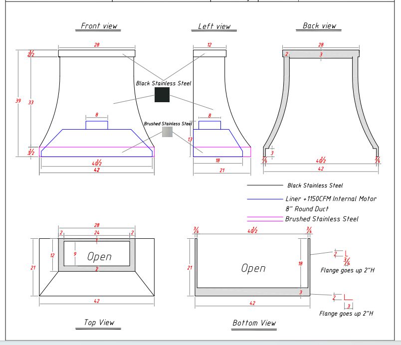 Fobest Custom Black Stainless Steel Range Hood - custom link for Gretchen - -Fobest Appliance