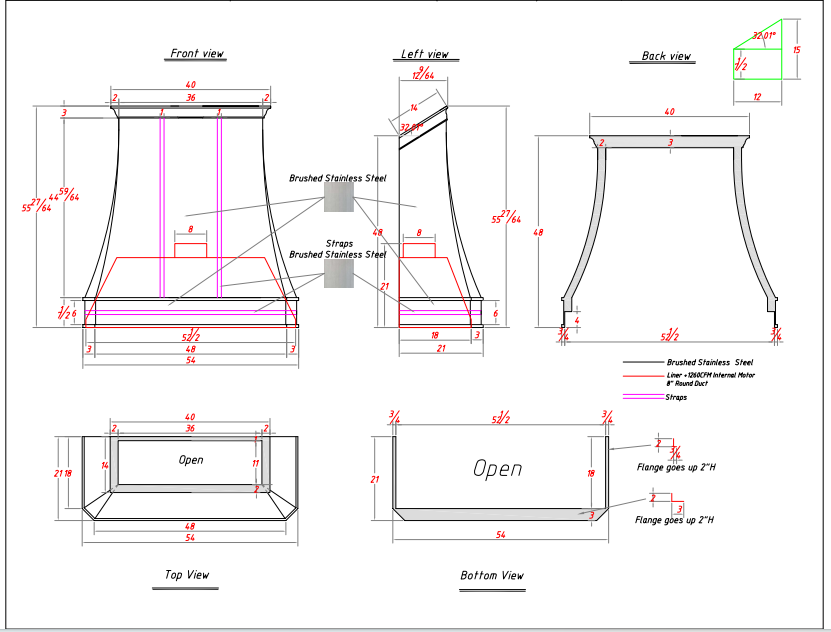 Fobest Custom Stainless Steel Range Hood - Custom Link for Dan