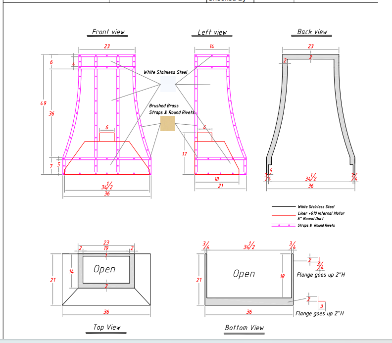 Fobest custom stainless steel range hood - custom link for Kimberly Canada