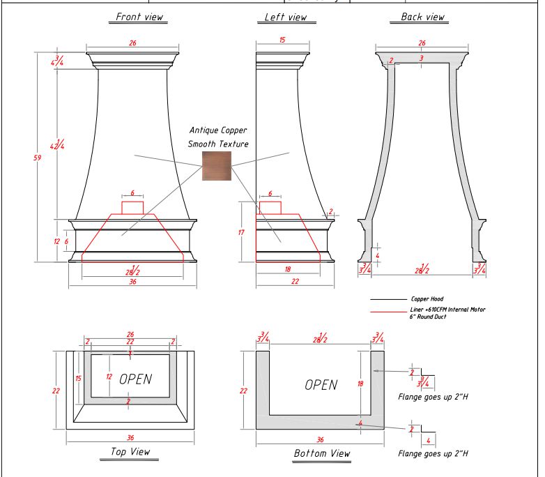 Fobest Custom Copper Range Hood - Custom Link for Richard Nelson