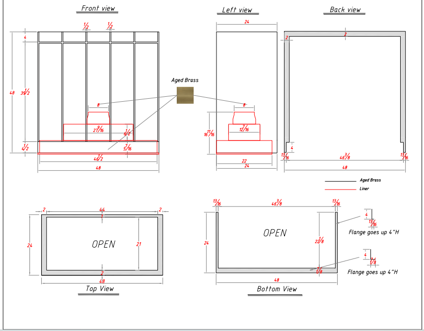 Fobest Custom Aged Brass Range Hood - Custom Link for Claire Galloway