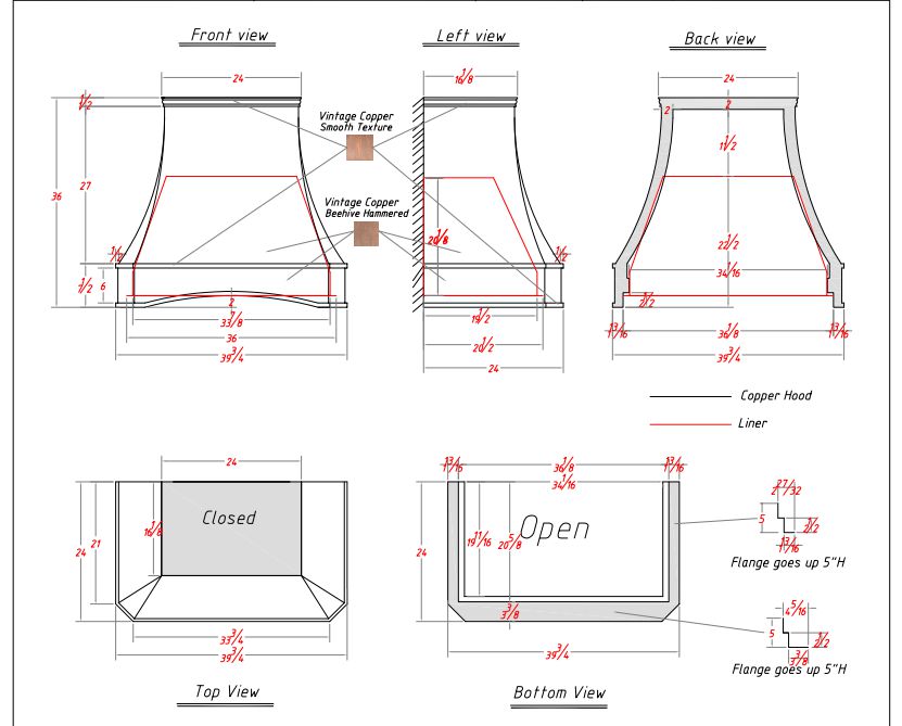 Fobest custom copper range hood - custom link for Tina - Fobest Appliance