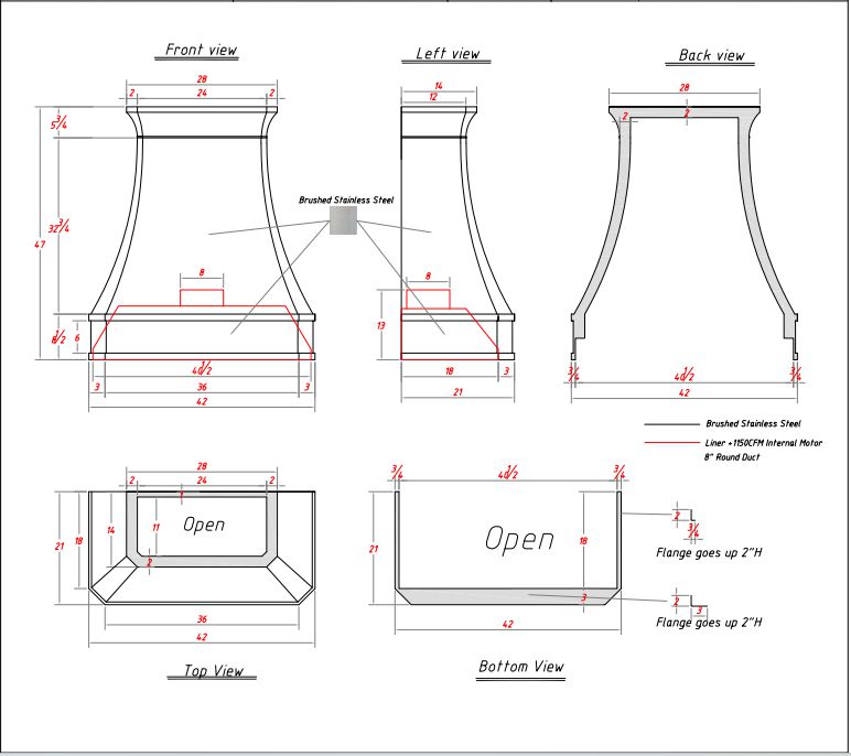 Fobest Custom Stainless Steel Range Hood - Custom Link for Zach Cazalas