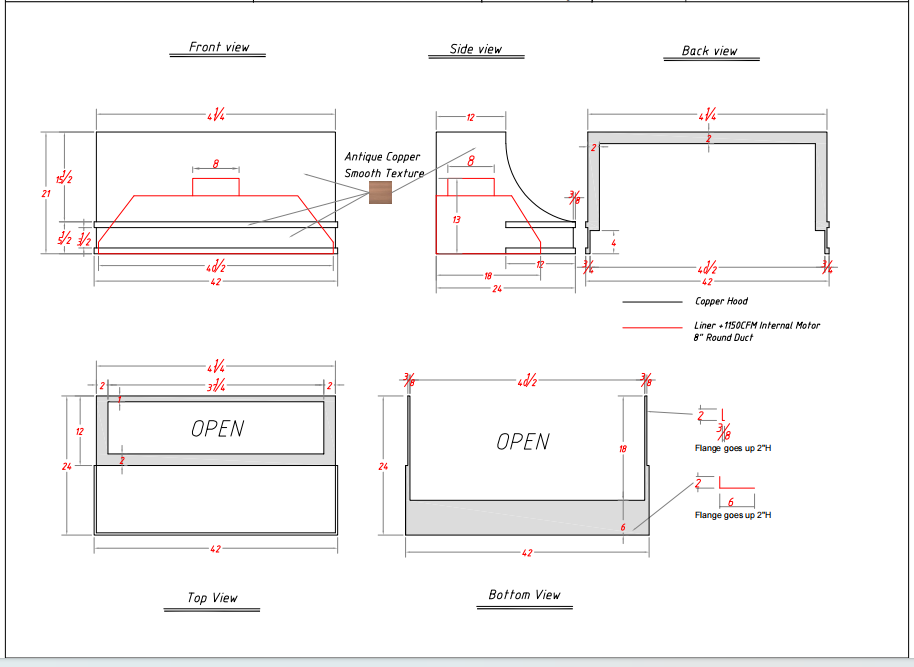 Fobest Custom Copper Range Hood - Custom Link for Alison Johnston