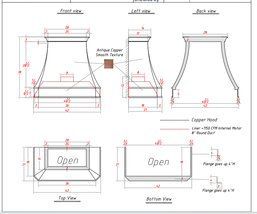 Fobest Custom Copper Range Hood - Custom Link for Katie Grimwood