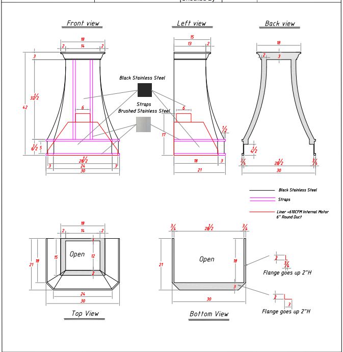 Fobest Custom Stainless Steel Range Hood - Rest of payment for Laurie