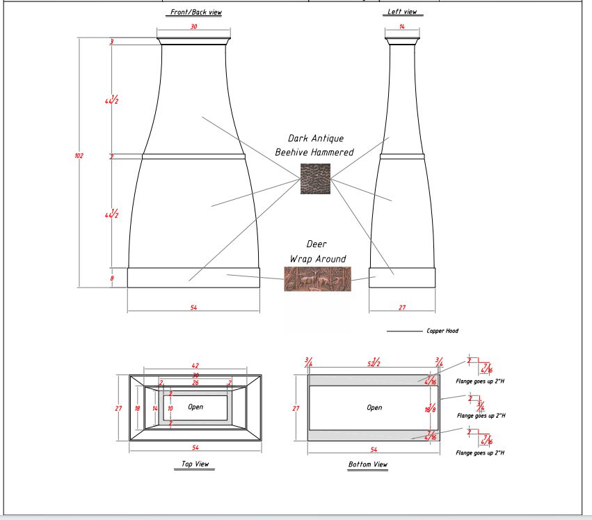 Fobest custom copper range hood- custom link for Billy Johnson - -Fobest Appliance