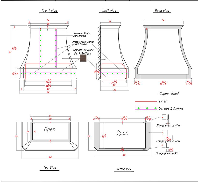 Fobest custom copper range hood - custom link for Linda - Fobest Appliance