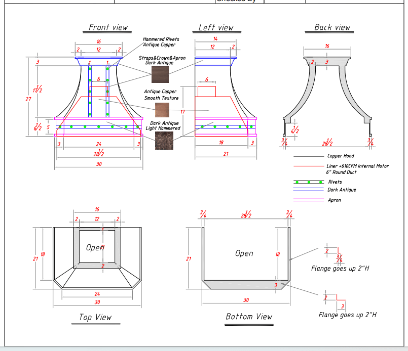 Fobest Custom Copper Range Hood - Custom Link for Tammy Burgard