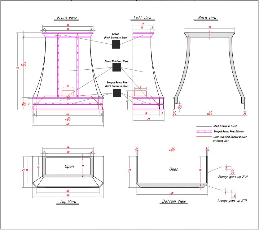 Fobest Custom Stainless Steel Range Hood - Custom Link for Cindy