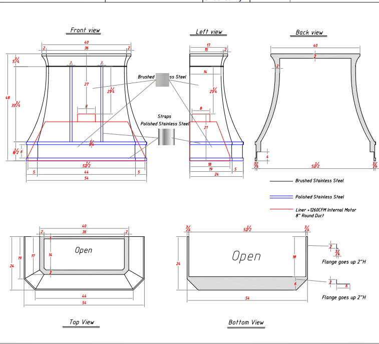 Fobest Custom Stainless Steel Range Hood - FSS-8 Model-50% Deposit Payment for Eric