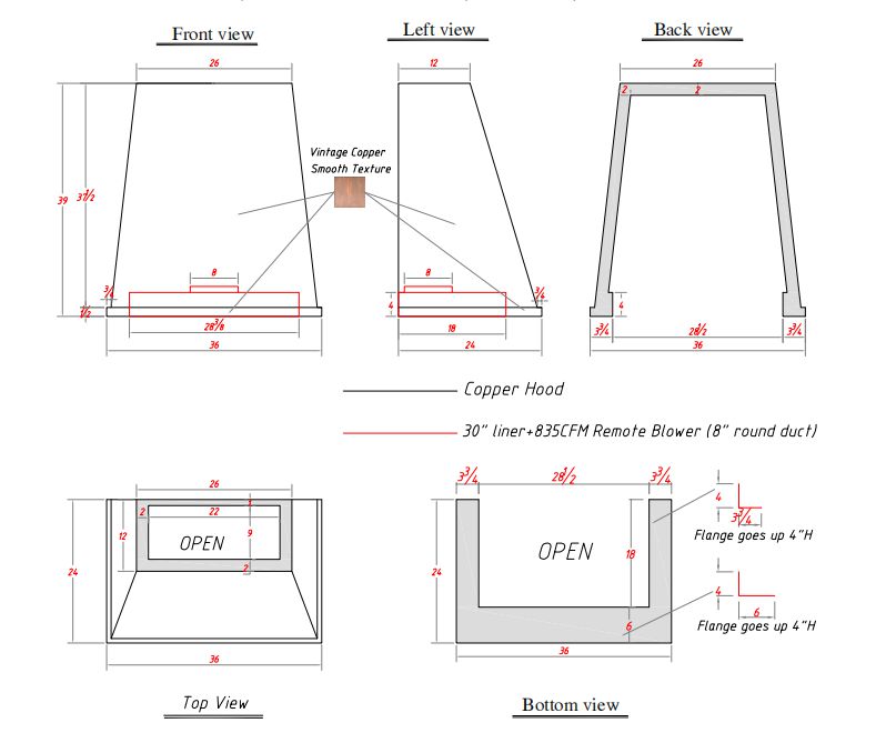 Fobest custom copper range hood - custom link for Julie Kasler - Fobest Appliance