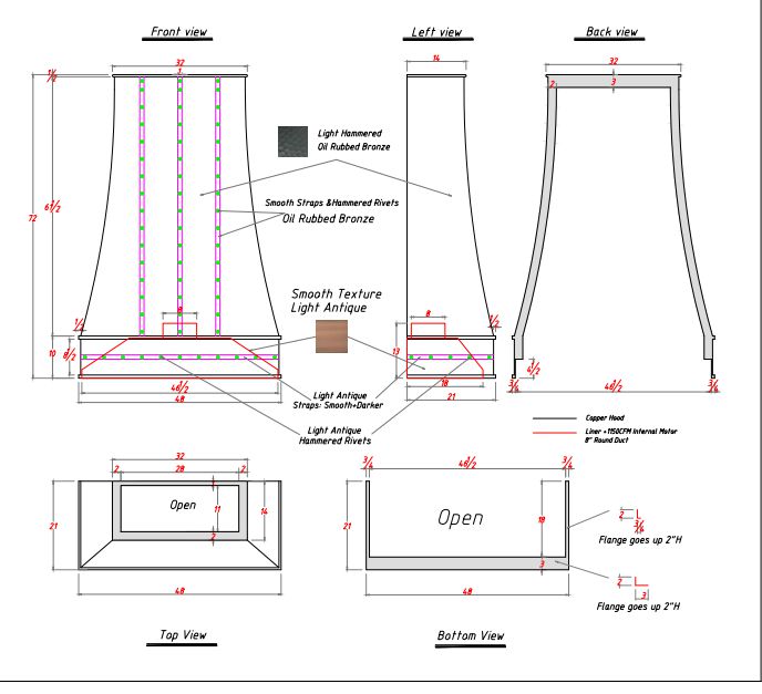 Fobest custom copper range hood- custom link for Michelle - Fobest Appliance