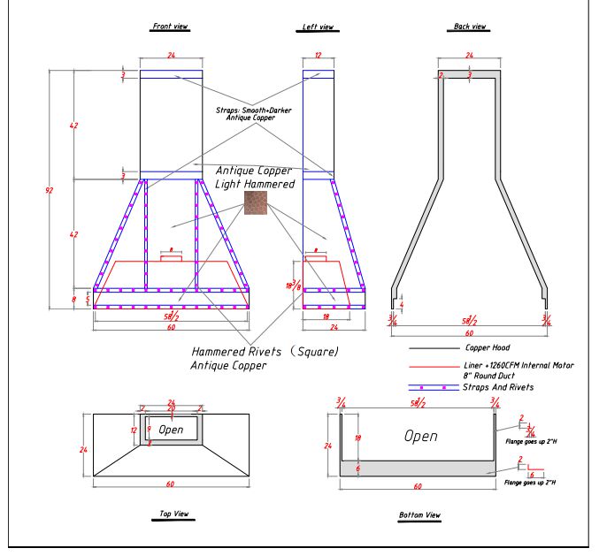 Fobest custom copper range hood - custom link for Tami - Fobest Appliance