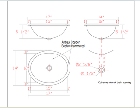 Fobest Copper Bathroom Sink with Oval Shape FVS-3