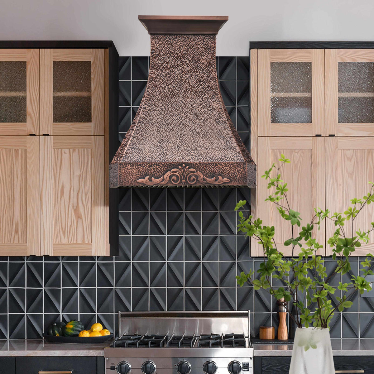 Fobest Hammer Copper Range Hood with Rivets FCP-196