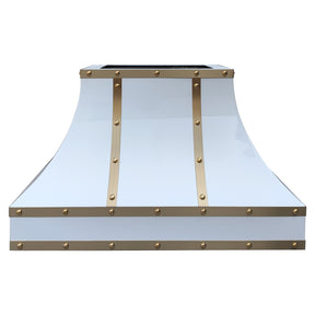 Fobest Stainless Steel Custom Range Hood with Brass Straps and Rivets FSS-327