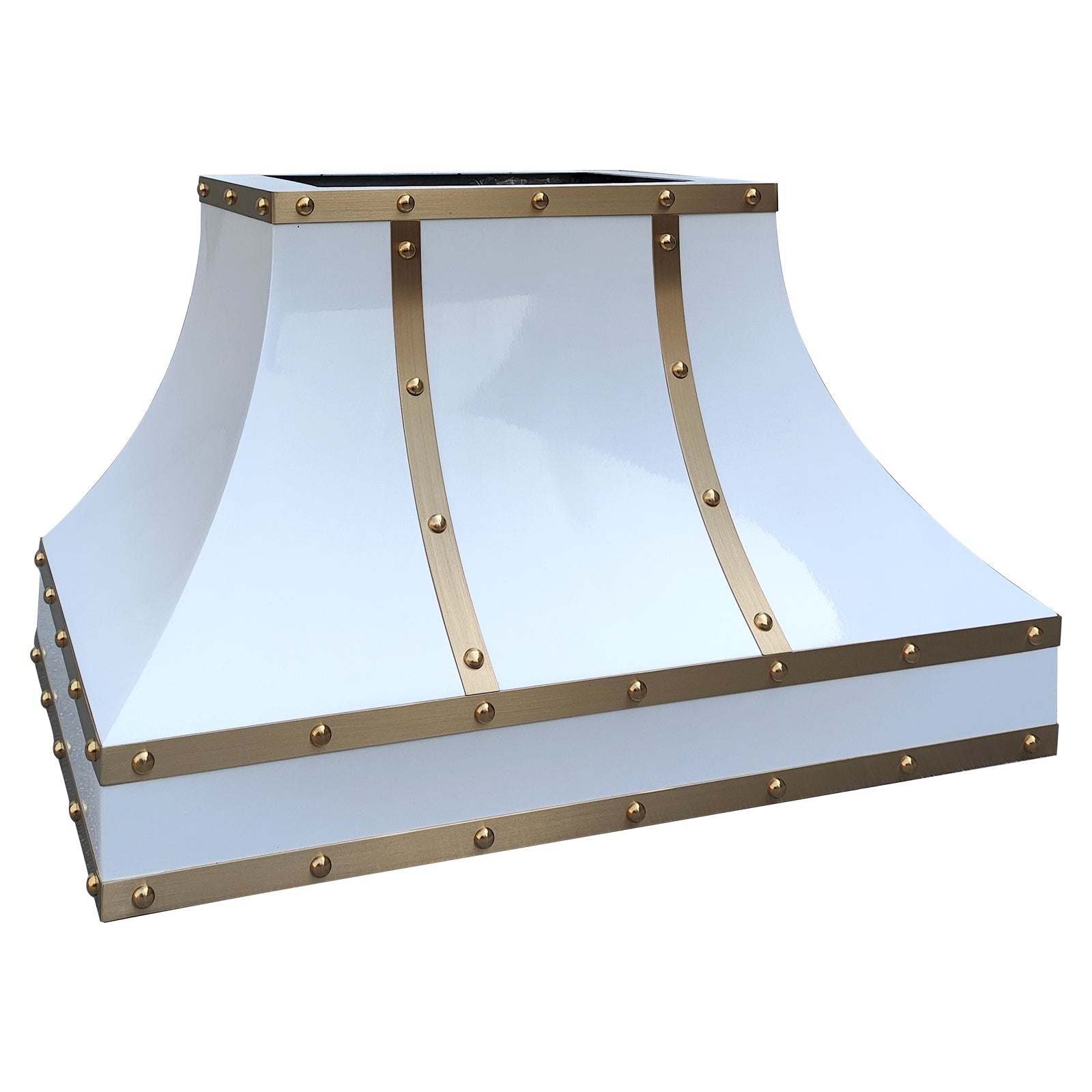 Fobest Stainless Steel Custom Range Hood with Brass Straps and Rivets FSS-327