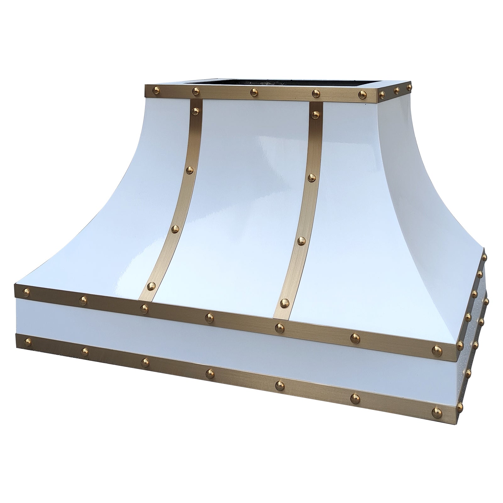 Fobest Stainless Steel Custom Range Hood with Brass Straps and Rivets FSS-327