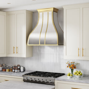 Fobest Brushed Stainless Steel Range Hood with Brushed Brass Accents FSS-270