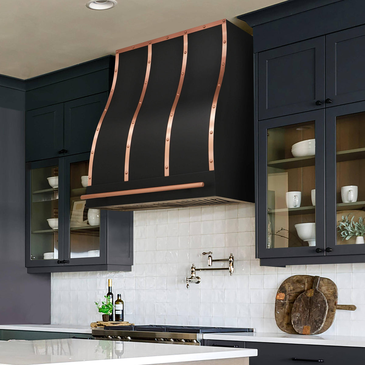 Fobest Stainless Steel Black Range Hood with Copper Straps FSS-242