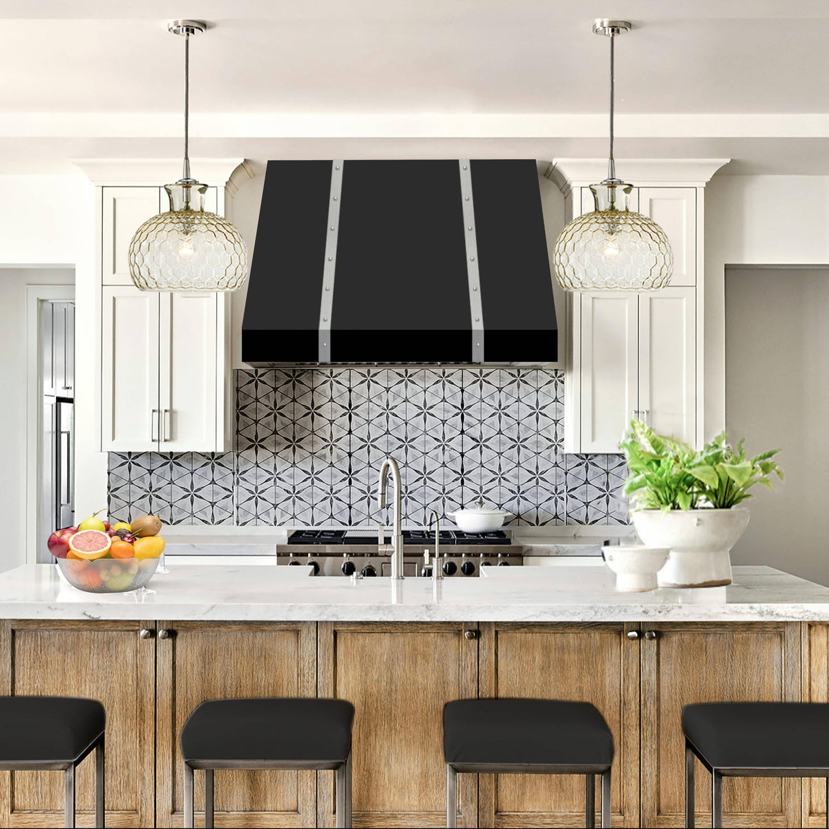 Fobest Black Custom Range Hood with Two Straps FSS-298