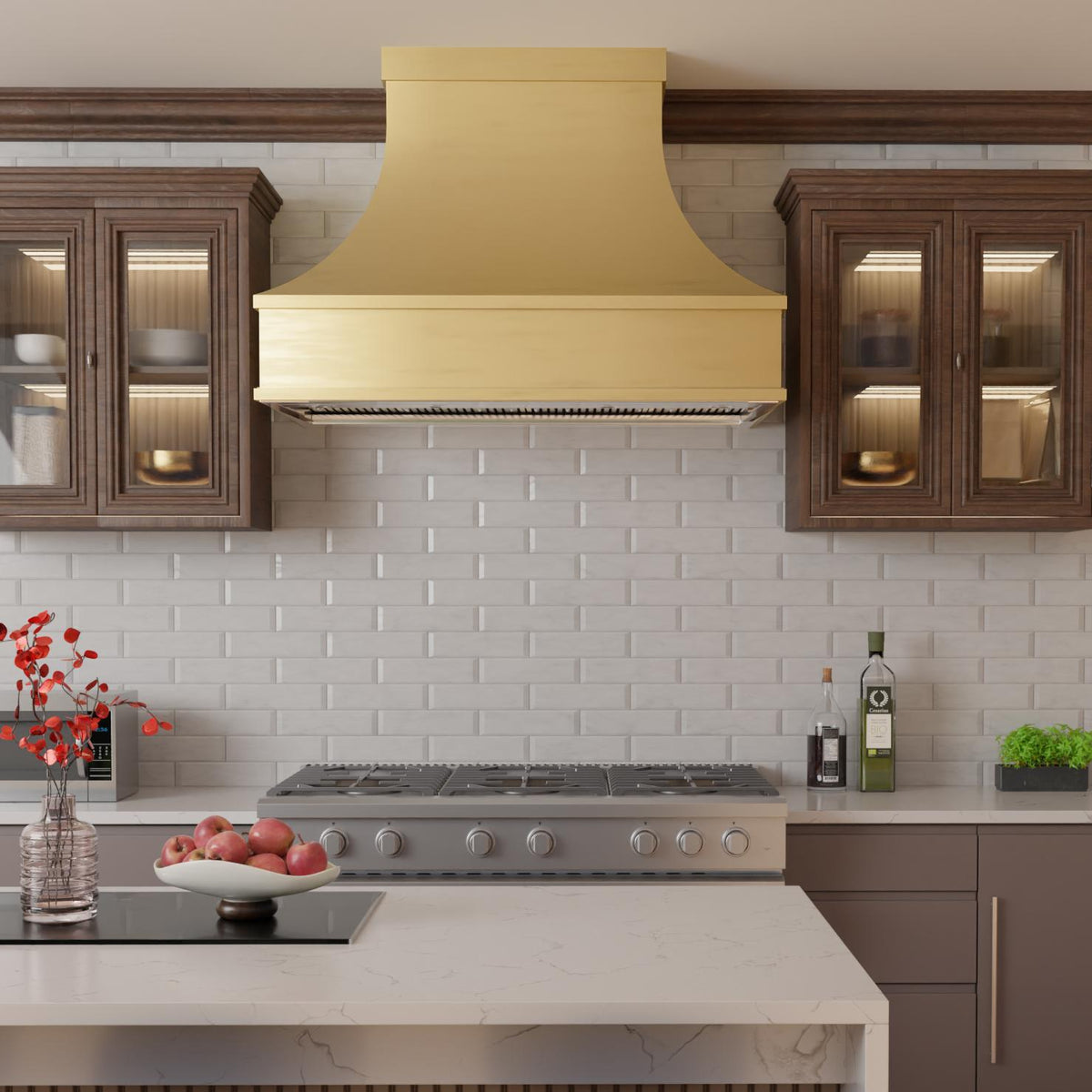 Fobest Brass Range Hood with Curved Design