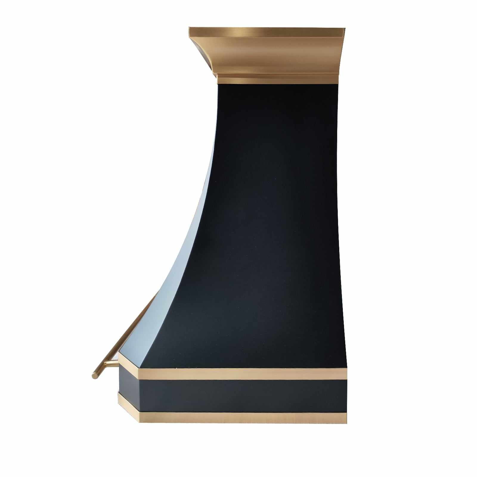 Fobest Custom Black Range Hood with Brass Decor