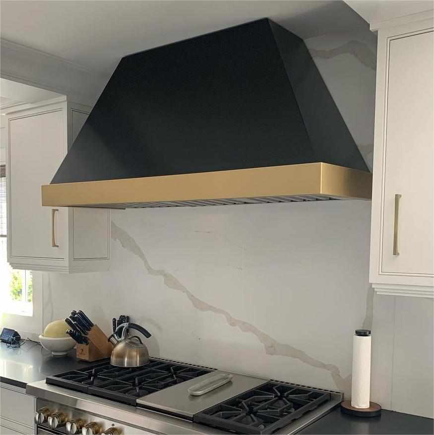 Fobest Custom Range Hood with  Tapered Design and Black Finish