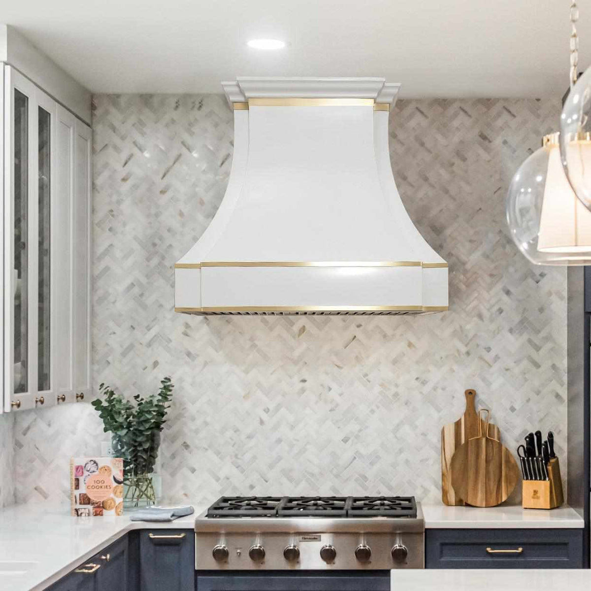 Fobest Custom Range Hood with White Finish in Modern Kitchen