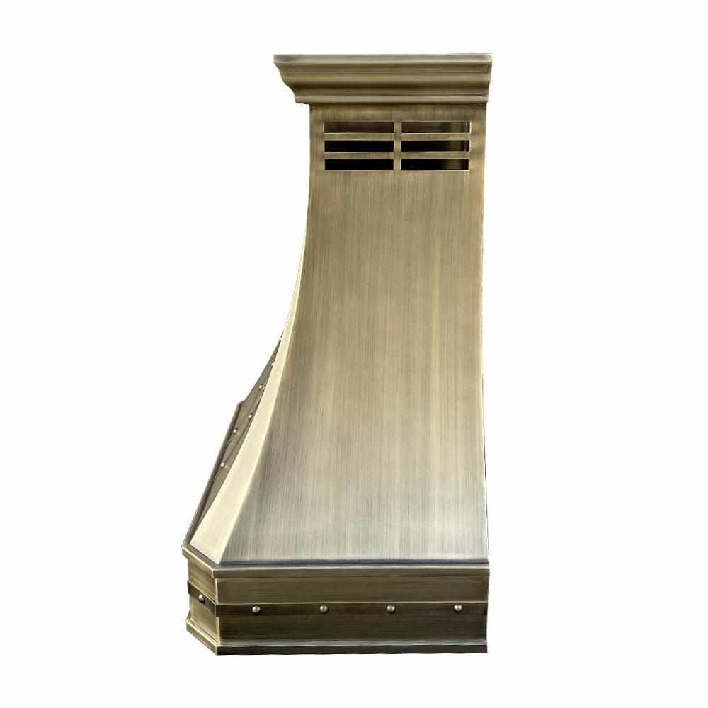 Fobest Handcrafted Custom Aged Brass Range Hood FSS-158 - Fobest Appliance