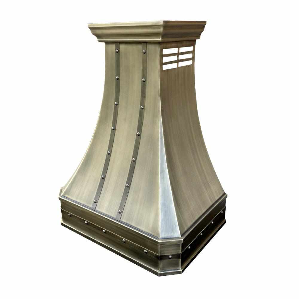 Fobest Handcrafted Custom Aged Brass Range Hood FSS-158 - Fobest Appliance