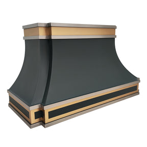 Fobest Black Stainless Steel Kitchen Hood with Brass Top FSS-229