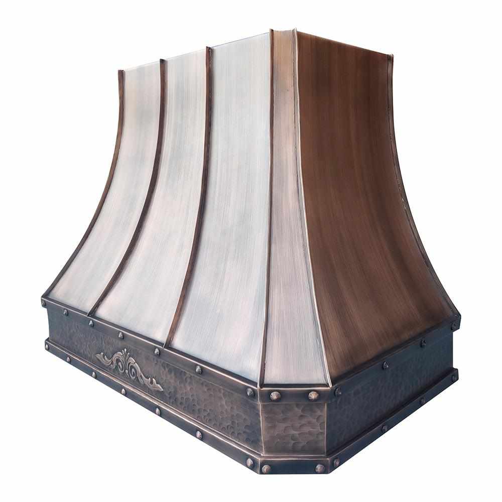 Fobest Custom Antique Copper Range Hood with Apron Pattern FCP-131 - Fobest Appliance