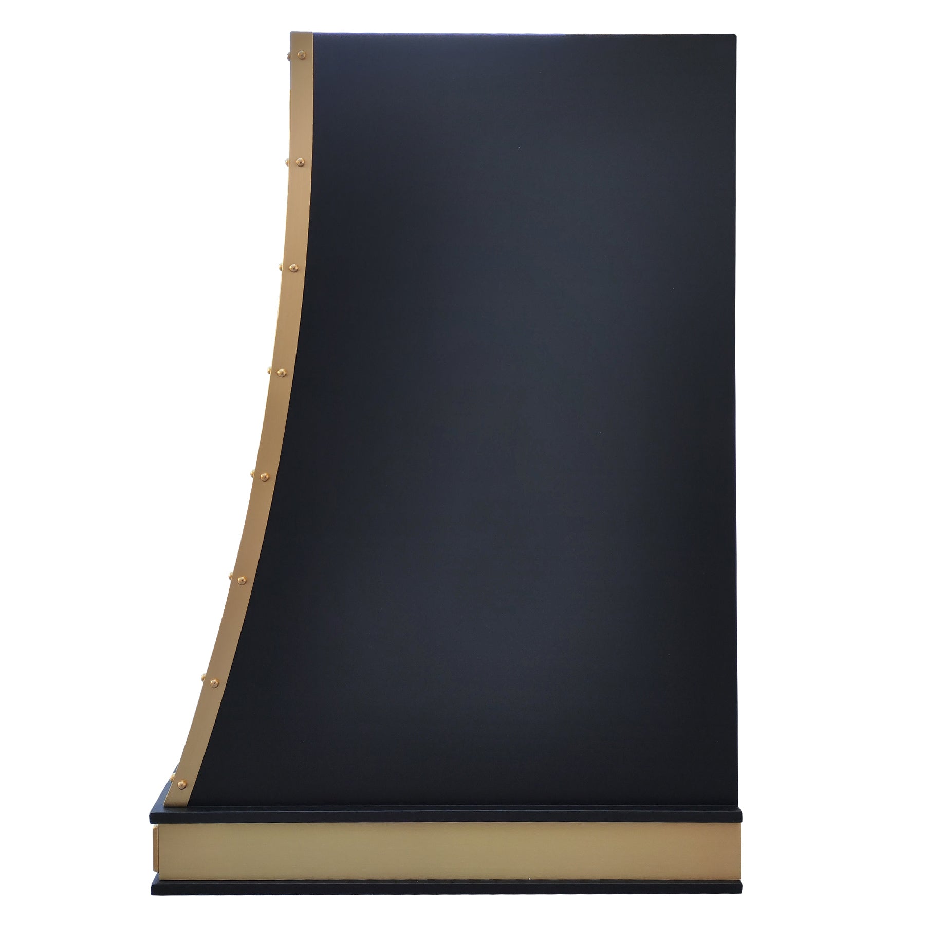 Fobest Black Custom Range Hood with Brushed Brass Straps FSS-344