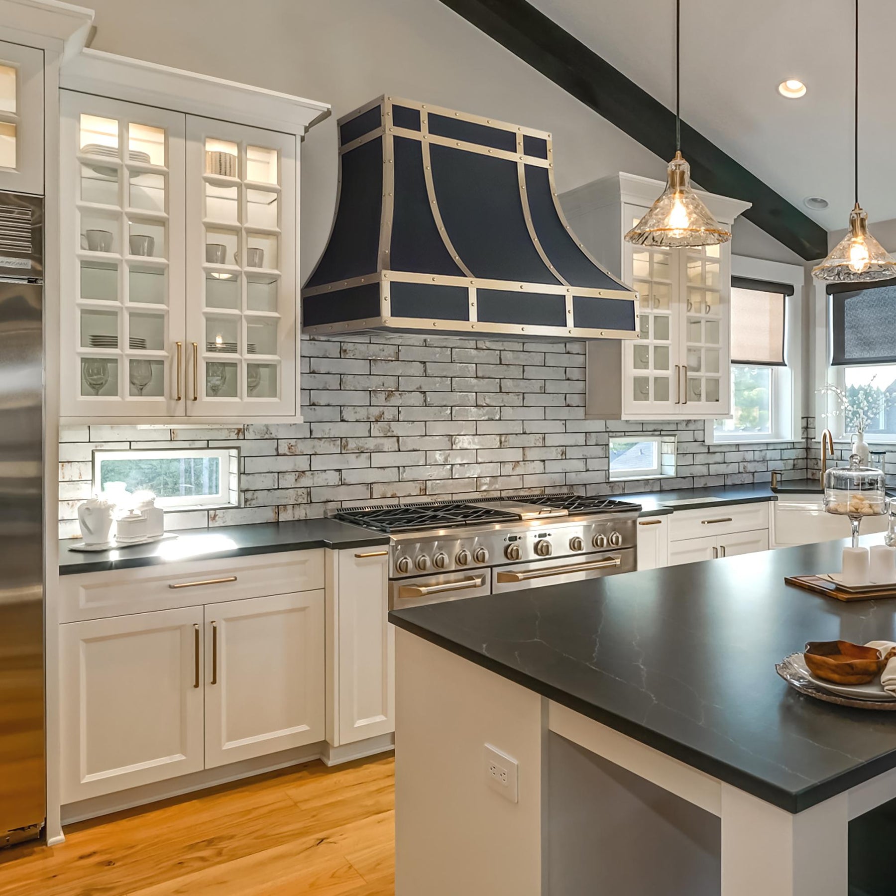 Fobest Stainless Steel Custom Range Hood with Brass Accents FSS-113