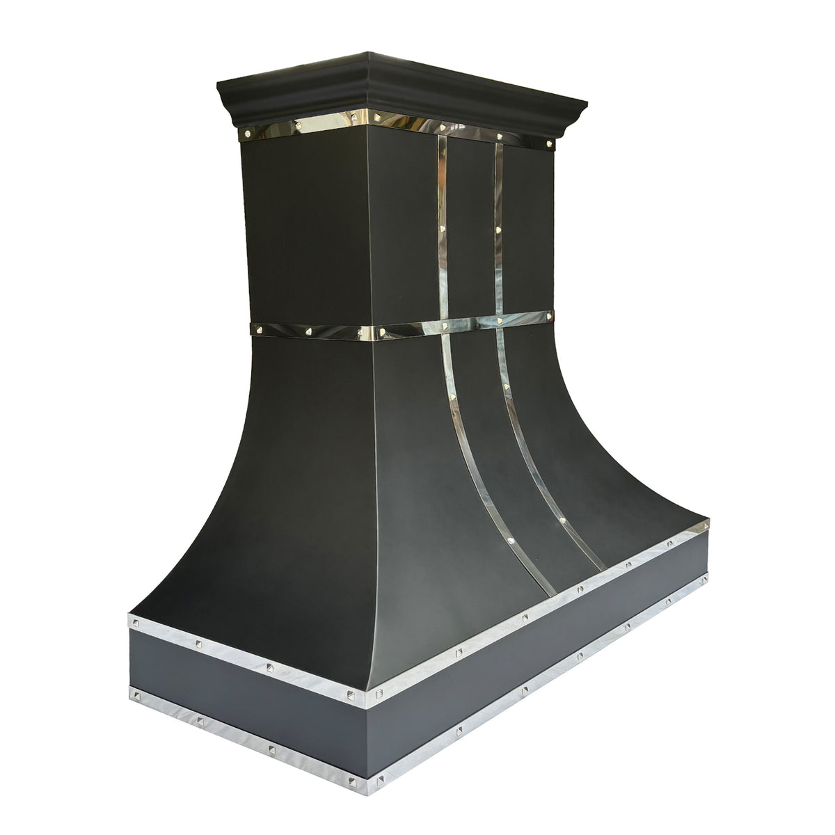 Fobest Custom Black Range Hood with Mirror Straps FSS-297