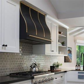 Fobest Wavy Curves Black Stainless Steel Range Hood with pot rail FSS-154 - Fobest Appliance