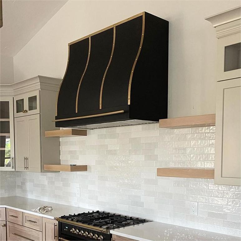 Fobest Wavy Curves Black Stainless Steel Range Hood with pot rail FSS-154 - Fobest Appliance