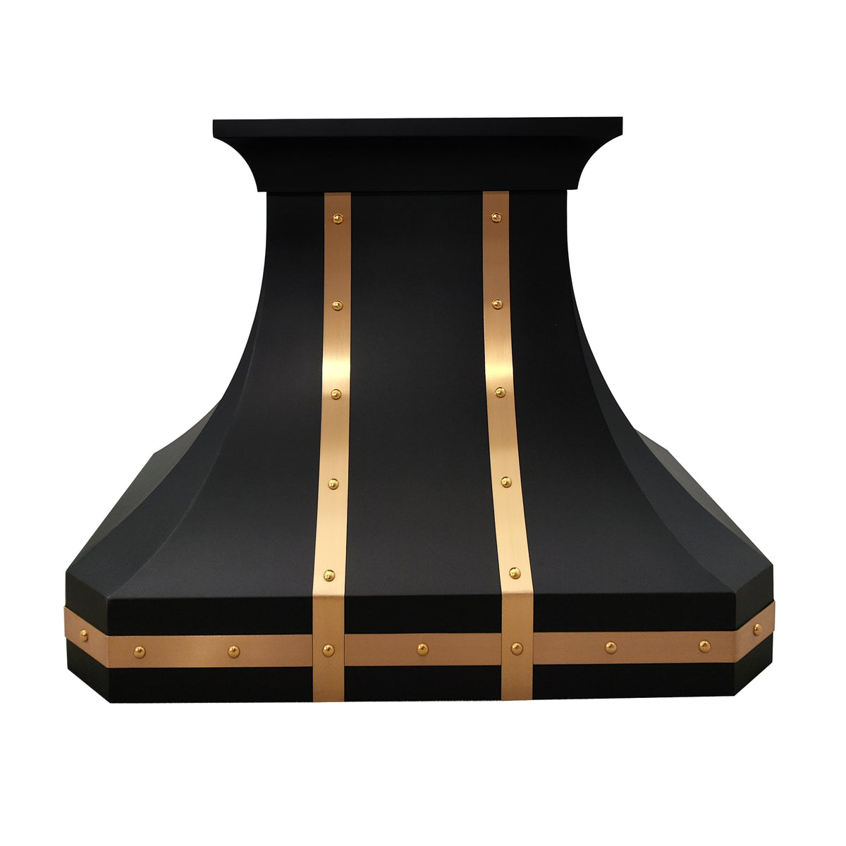 Fobest Custom Black Stainless Steel Range Hood with Cross Brass Straps FSS-203 - Fobest Appliance