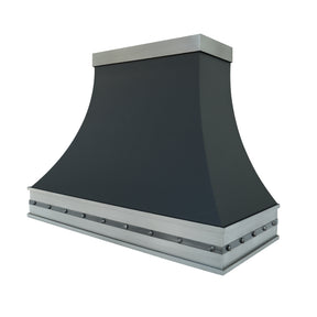 Fobest Custom Black Stainless Steel Metal Range Hood with Grey Bottom Band FSS-202 - Fobest Appliance