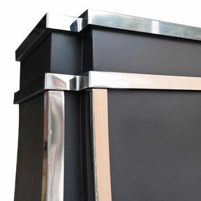 Fobest custom black metal range hood with straps