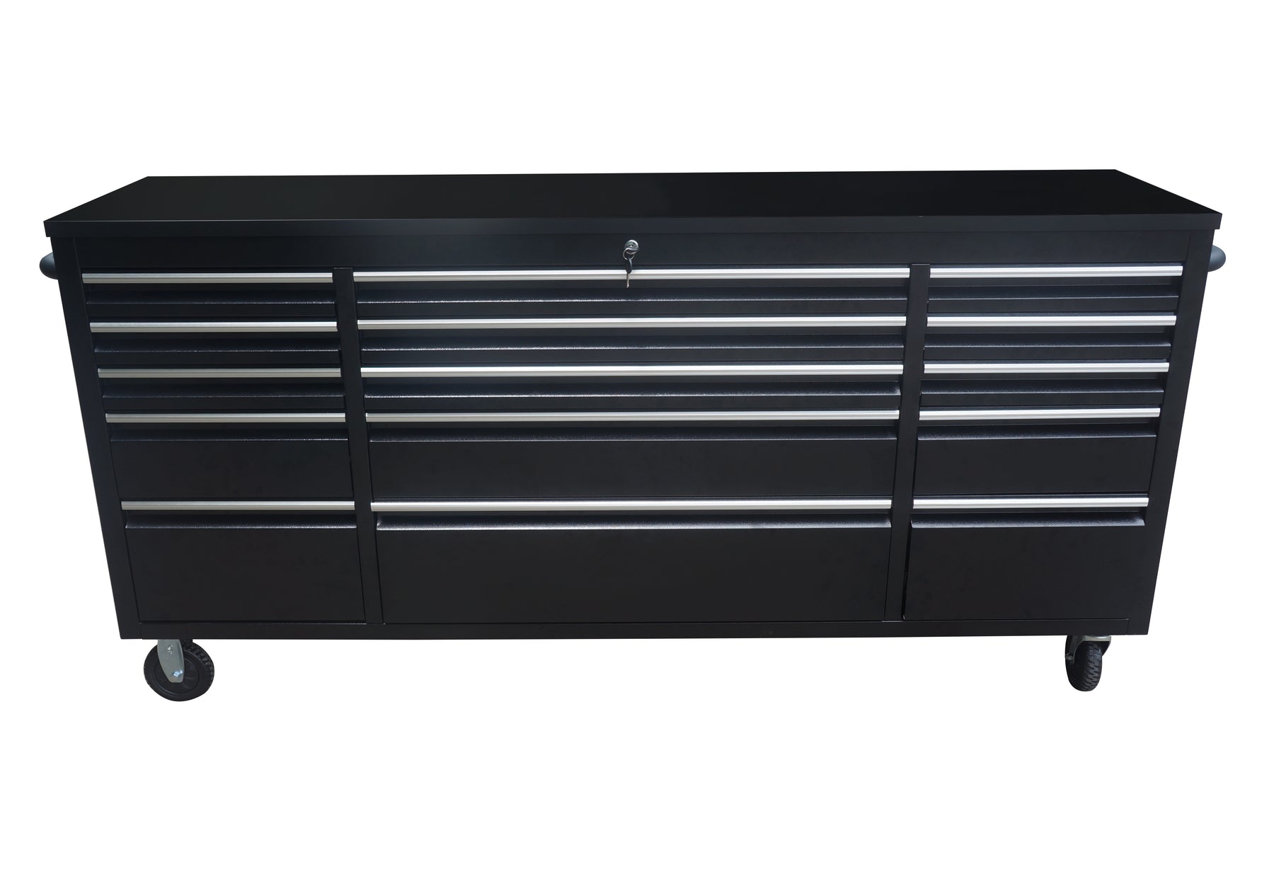 Fobest 72in 15 Drawers Mobile Black Tool Chest with Rubber Wood Top - Fobest Appliance