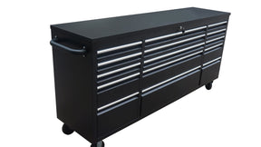 Fobest 72in 15 Drawers Mobile Black Tool Chest with Rubber Wood Top - Fobest Appliance