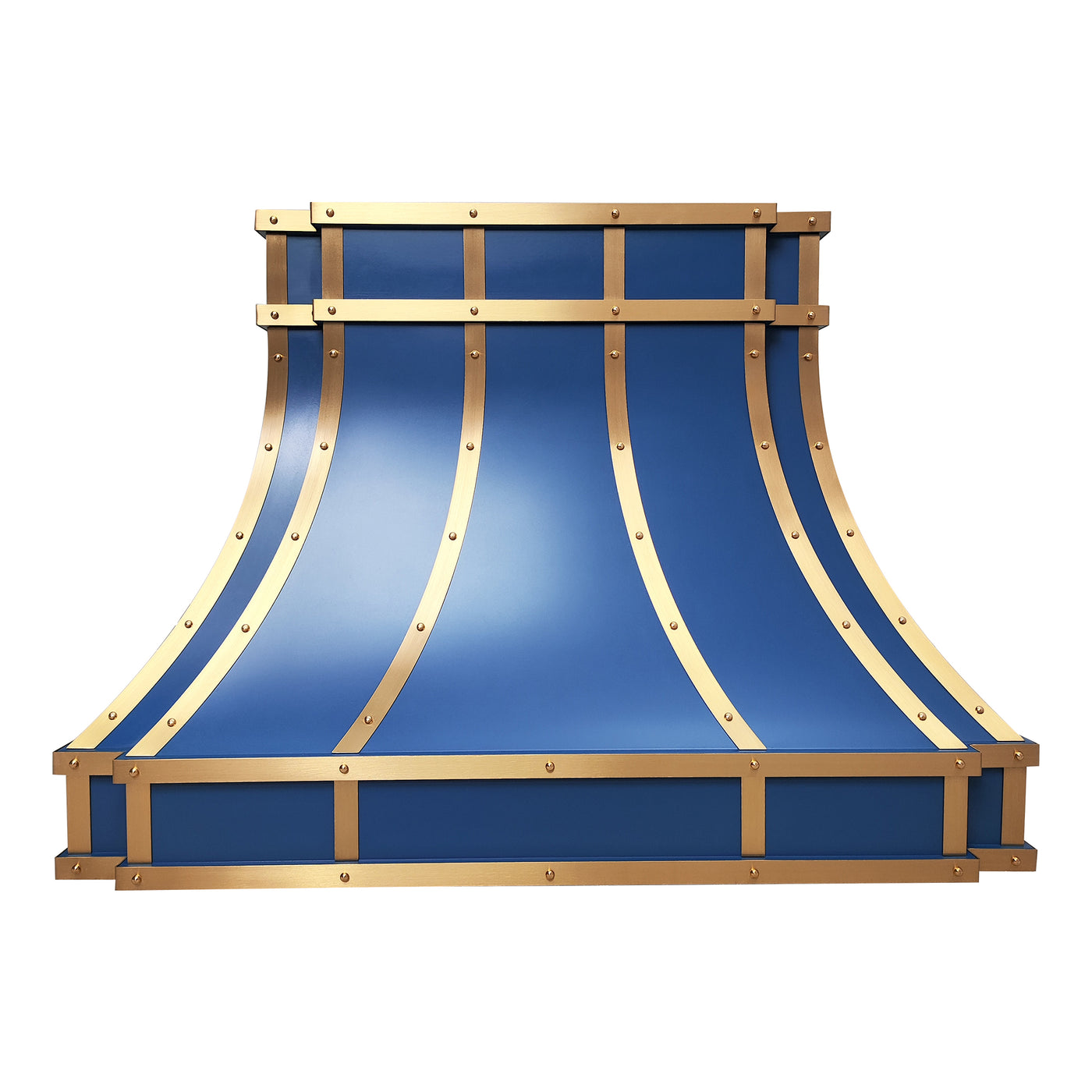 Fobest Custom Blue Range Hood Stainless Steel with Brass Trims FSS-210 - Fobest Appliance