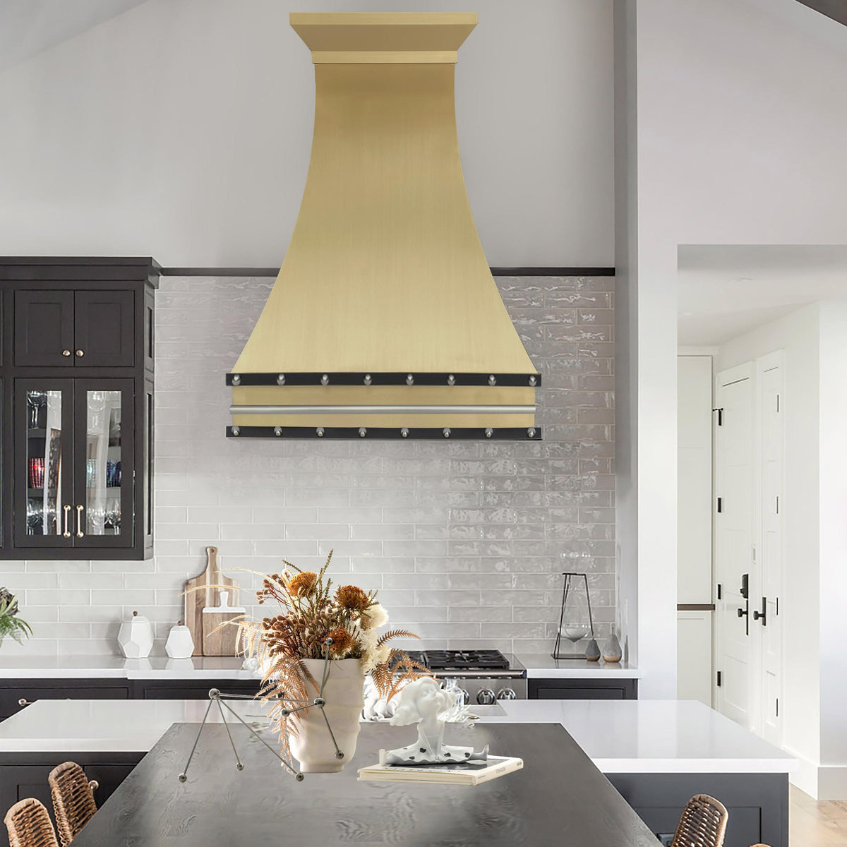 Fobest Custom Brass Range Hood with stainless steel accent FSS-192